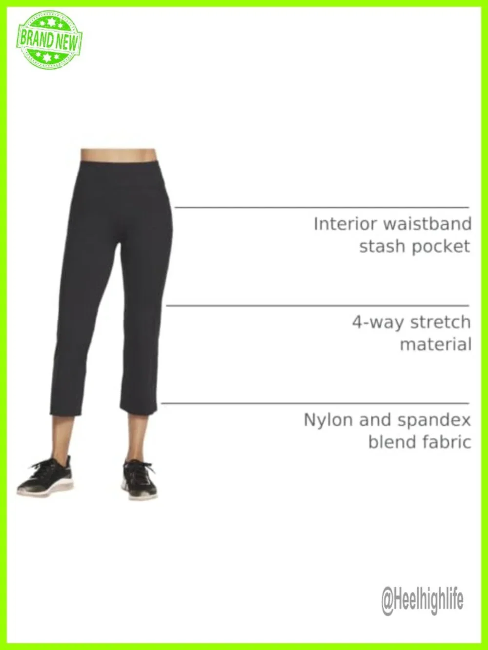 Skechers High Waisted Crop Track Pants, 4-Way Stretch, UPF 40+